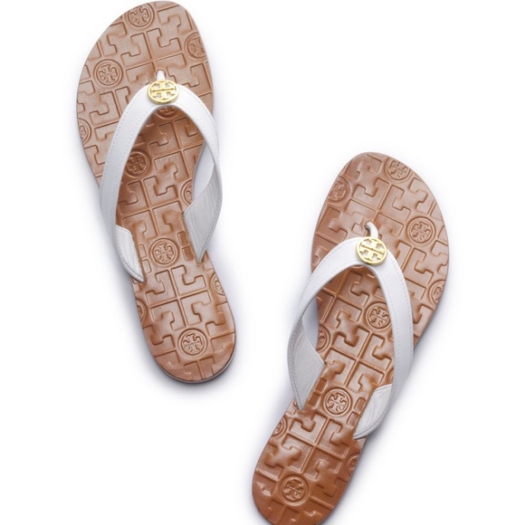 Tory Burch Shoes - TORY BURCH Thora Pebbled Leather Logo Sandals
